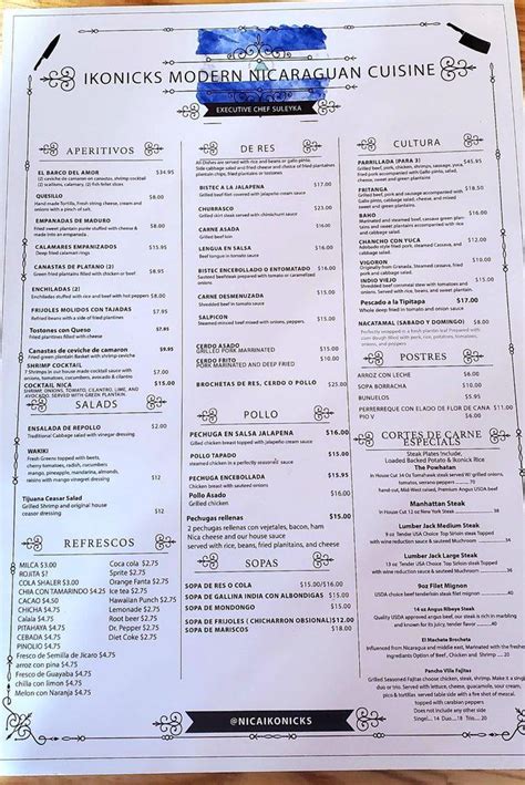 peruvian ceviches + bar menu